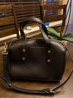 Poppy & Peonies Black Out and About - Satchel with Gold Hardware